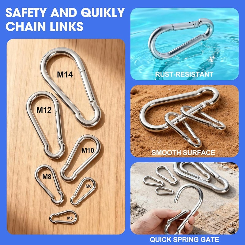 REDOVANT 30 Pack Heavy Duty Spring Snap Hooks 4 Inch, 3/8” Carabiner Clips for Outdoor Use - Image 4