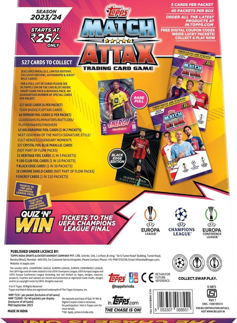 Topps UEFA Champions League Match Attax 23/24 Trading and Collectible Card Game(Flow Pack- Pack of 40) - Image 2