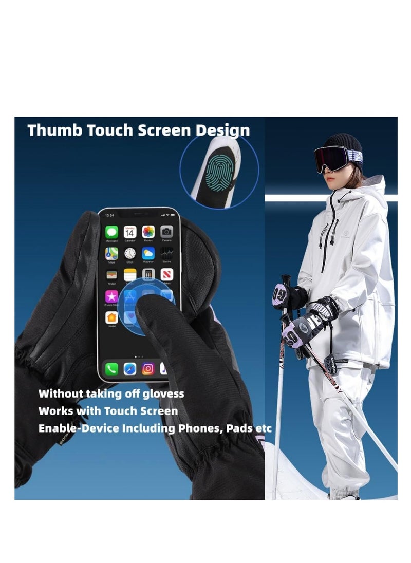 SYOSI - Ski Gloves, Winter Warm Snow Gloves, Winter Ski Mittens Men & Women Glove Liners, Adult Snow Mitts for Cold Weather - Waterproof Winter Ski Gloves Snowboarding, Skiing, Waterproof Touch Screen - Image 1