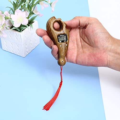 DEHUA LED Digital Tasbih Finger Counter, Muslim Islamic Rotating Digital Tasbeeh Prayer Beads Tally Counter with Time and LED Light (Light Brown-LED) - Image 4