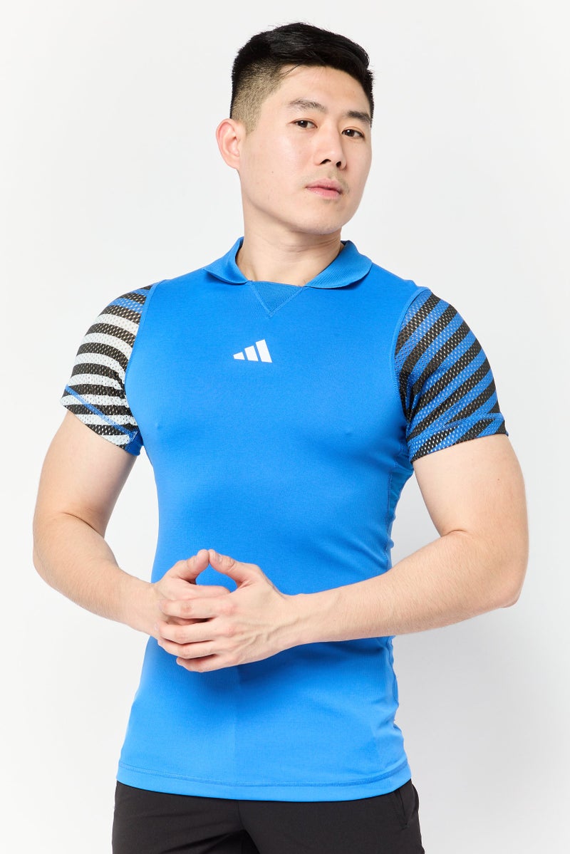Adidas Men Sportswear Fit Short Sleeve Tennis Polo Shirt, Blue - Image 1