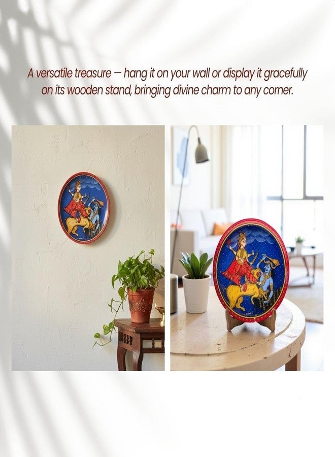 RITUALISTIC Wooden Durga wall plate for Wall & Table Decor | Divine Tabletop Durga Frame | Spiritual Home & Office Decoration | Wooden Frame for Mandir, Living Room & Gift Purpose | 8inch - Image 3