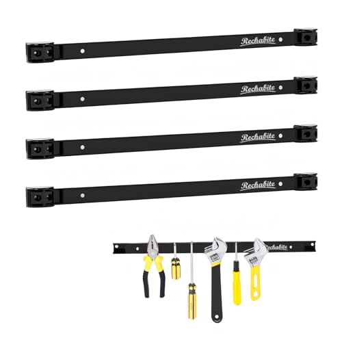 Rechabite 4 Pieces 18" Magnetic Tool Holder Strip, Red Magnet Bar, Metal Tool Organizer Rack for Garage Organization, Easy To Install in Workshop, Mounting Screws Included - Image 1