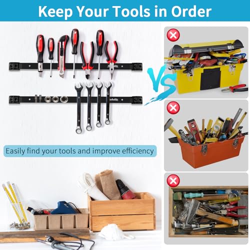 Rechabite 4 Pieces 18" Magnetic Tool Holder Strip, Red Magnet Bar, Metal Tool Organizer Rack for Garage Organization, Easy To Install in Workshop, Mounting Screws Included - Image 5