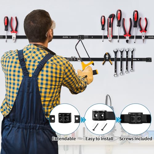 Rechabite 4 Pieces 18" Magnetic Tool Holder Strip, Red Magnet Bar, Metal Tool Organizer Rack for Garage Organization, Easy To Install in Workshop, Mounting Screws Included - Image 3