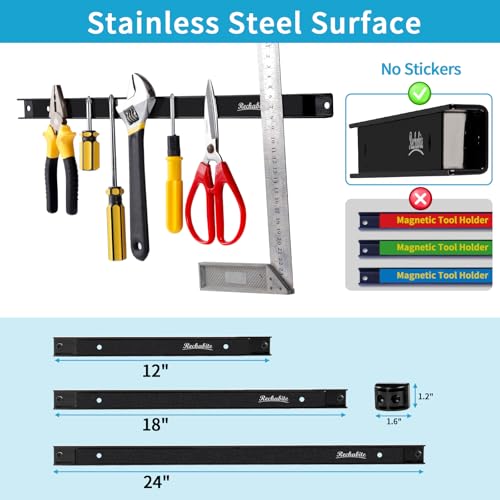 Rechabite 4 Pieces 18" Magnetic Tool Holder Strip, Red Magnet Bar, Metal Tool Organizer Rack for Garage Organization, Easy To Install in Workshop, Mounting Screws Included - Image 4