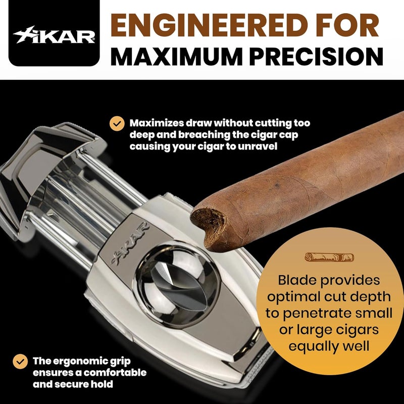 Xikar VX2 V-Cut Cigar Cutter with Stainless Steel Blades & Secure Lock, Gunmetal | Clips up to 70 Ring Gauge Cigars | 64 RG Bowl Spring-Loaded Cigar Snipper | Cigar Accessories for Aficionados - Image 3