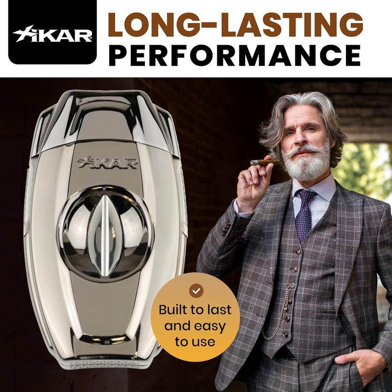 Xikar VX2 V-Cut Cigar Cutter with Stainless Steel Blades & Secure Lock, Gunmetal | Clips up to 70 Ring Gauge Cigars | 64 RG Bowl Spring-Loaded Cigar Snipper | Cigar Accessories for Aficionados - Image 4