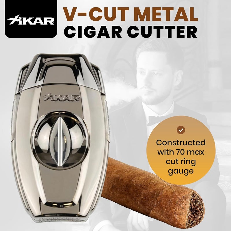 Xikar VX2 V-Cut Cigar Cutter with Stainless Steel Blades & Secure Lock, Gunmetal | Clips up to 70 Ring Gauge Cigars | 64 RG Bowl Spring-Loaded Cigar Snipper | Cigar Accessories for Aficionados - Image 2