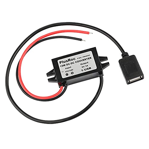 PlusRoc Waterproof 12V/24V to 5V Converter DC-DC Step Down Module Power Adapter (USB Connector) - Image 1