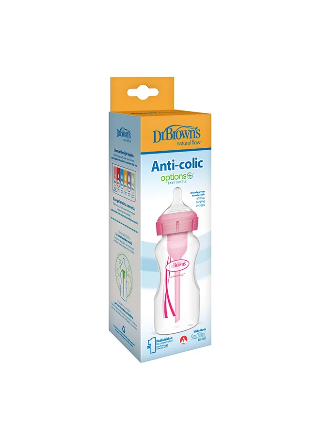 Dr. Brown’s 9 Oz/270 Ml Pp W-N Anti-Colic Options+ Bottle, Pink, 1-Pack