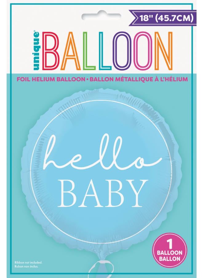 Unique Hello Baby Blue Foil Balloon 18" - Image 1
