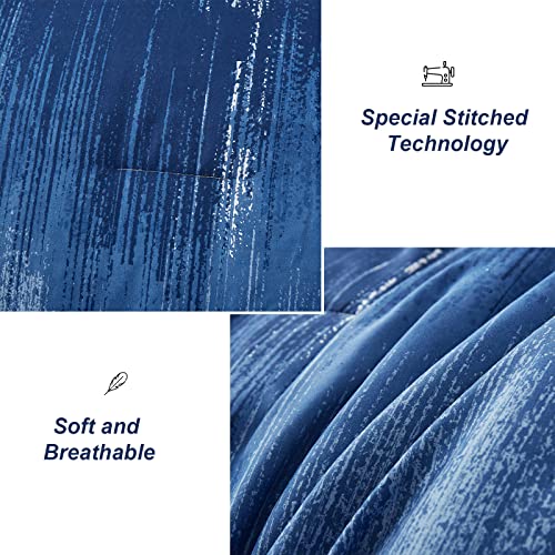 Dinjoy Ombre Blue Comforter Set Queen Size Reversible Gradient Blue Grey Boho Bedding Set for Men Women 8 Pieces Bed in A Bag Bohemian Bed Set With Comforter, Sheets, Pillowcases & Shams, Cushion Cover - Image 5