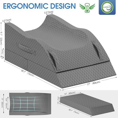 TranquilRelax Elevation Pillows for Leg After Surgery, Memory Foam Adjustable Wedge Pillow for Injury or Rest, Ankle Pillow for Sleeping Blood Circulation Full Grey/Double Leg - Image 2