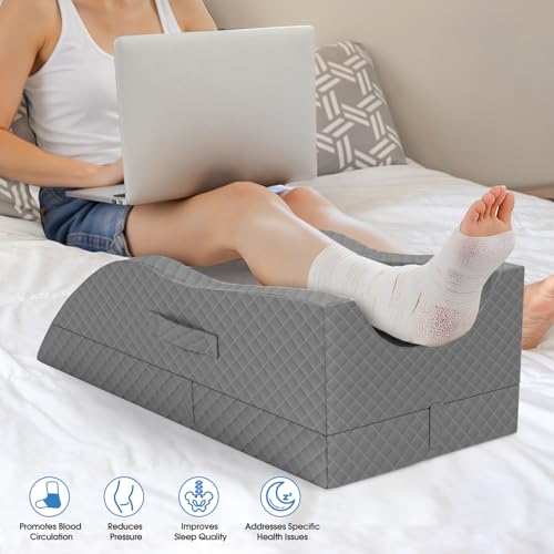 TranquilRelax Elevation Pillows for Leg After Surgery, Memory Foam Adjustable Wedge Pillow for Injury or Rest, Ankle Pillow for Sleeping Blood Circulation Full Grey/Double Leg - Image 5