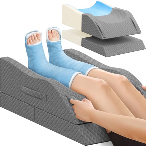 TranquilRelax Elevation Pillows for Leg After Surgery, Memory Foam Adjustable Wedge Pillow for Injury or Rest, Ankle Pillow for Sleeping Blood Circulation Full Grey/Double Leg - Image 1