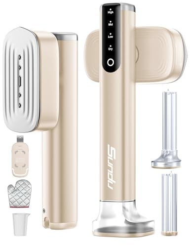 Sundu Travel Steamer for Clothes,Sundu Portable Handheld Garment Steamer,15s Fast Heat-up,2 Water Tanks (180 ml&100 ml),Steamer Ironing Gloves,45 Minutes of Continuous Ironing for Home,Travel(Pale Gold) - Image 1