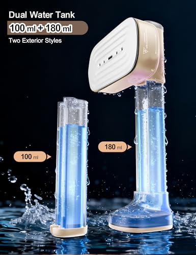 Sundu Travel Steamer for Clothes,Sundu Portable Handheld Garment Steamer,15s Fast Heat-up,2 Water Tanks (180 ml&100 ml),Steamer Ironing Gloves,45 Minutes of Continuous Ironing for Home,Travel(Pale Gold) - Image 5