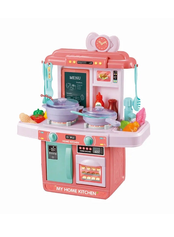 مجموعة ألعاب المطبخ التخيلية الجميلة العصرية مزودة بإضاءة وصوت مكونة من 48 قطعة - Image 1