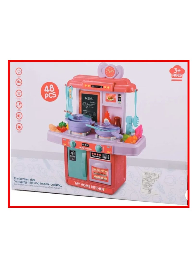 مجموعة ألعاب المطبخ التخيلية الجميلة العصرية مزودة بإضاءة وصوت مكونة من 48 قطعة - Image 4