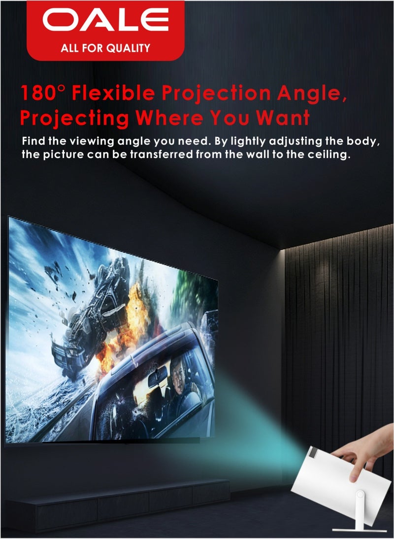 OALE iMax 5 LED Smart Projector, Android 13.0, HD 720P, Supports 4K Playback, WiFi 6 & Bluetooth 5.0, Screen Casting | White - Image 4