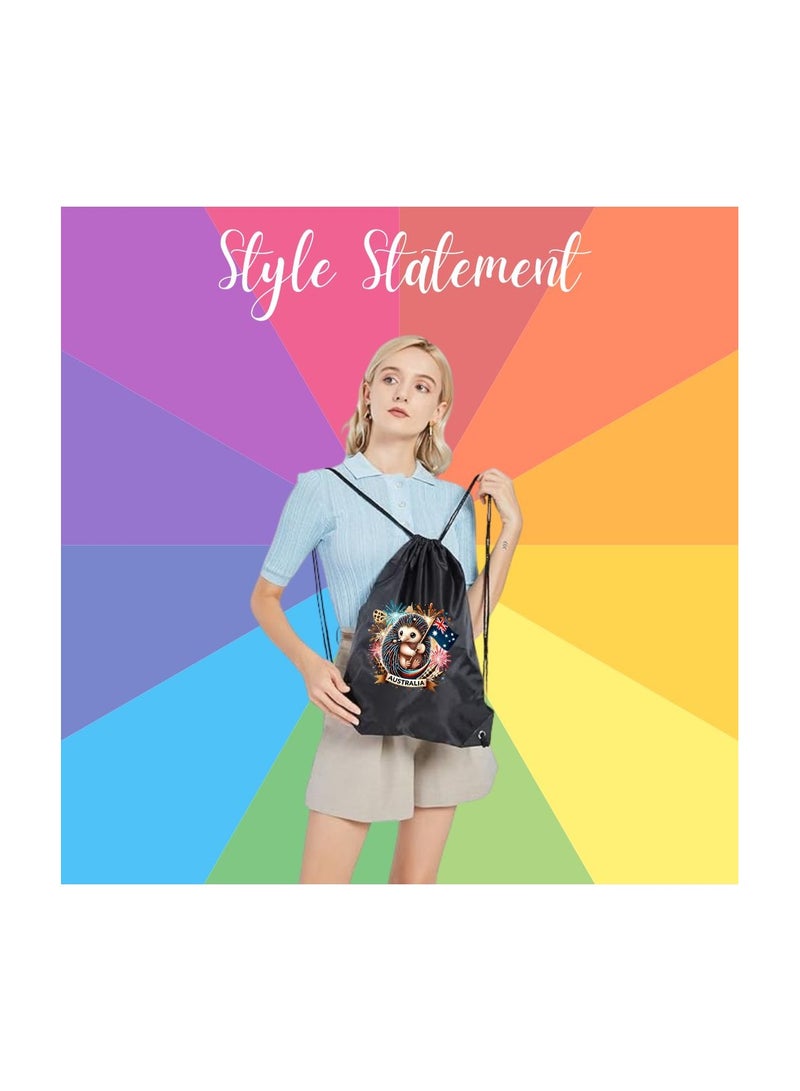 مجموعة من 3 حقائب برباط بتصميم أسترالي للأطفال والكبار - حقيبة ظهر رياضية متينة، رائعة للمدرسة والاستخدام اليومي، خفيفة الوزن بتصميم أسترالي للاستخدام في الهواء الطلق - Image 5