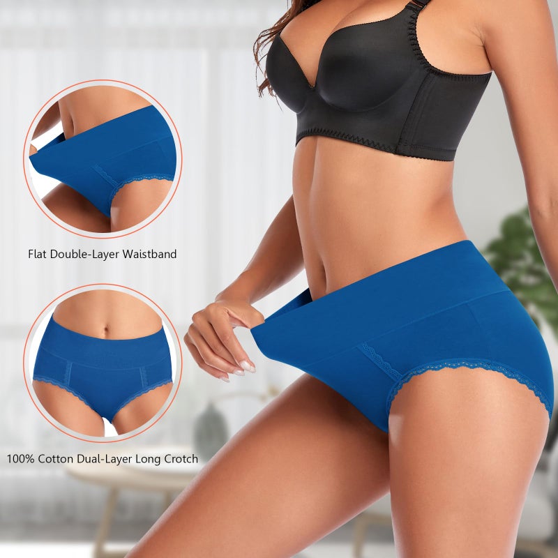 MISSWHO High Waisted Underwear Womens Cotton C Section Postpartum Stretch Panties Tummy Control Briefs Ladies Size Medium 6 Pack - Image 4