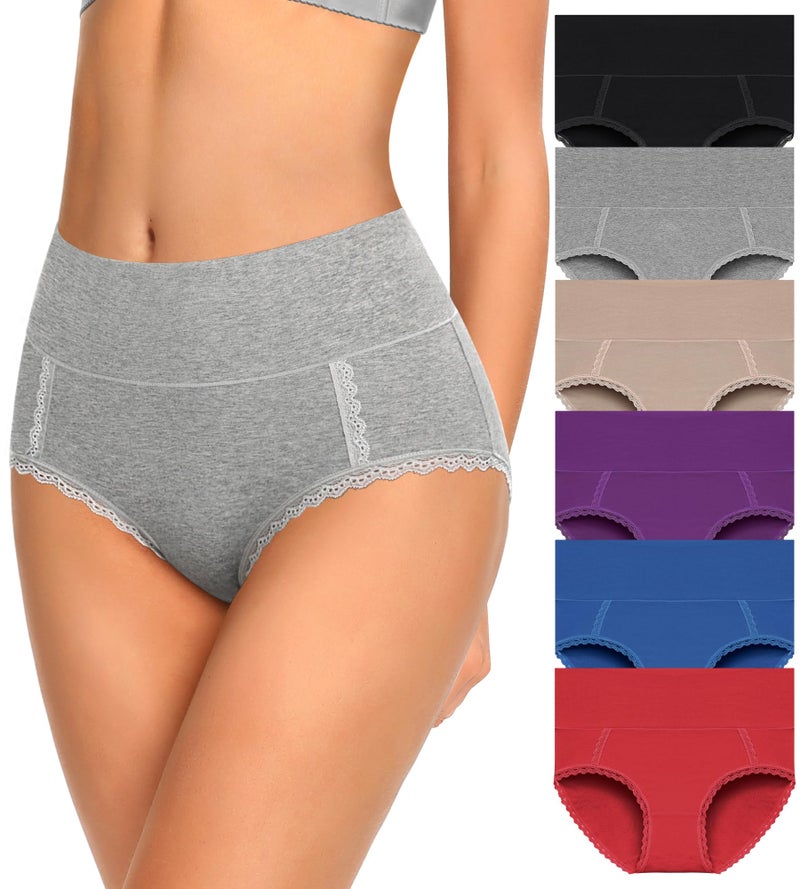 MISSWHO High Waisted Underwear Womens Cotton C Section Postpartum Stretch Panties Tummy Control Briefs Ladies Size Medium 6 Pack - Image 1