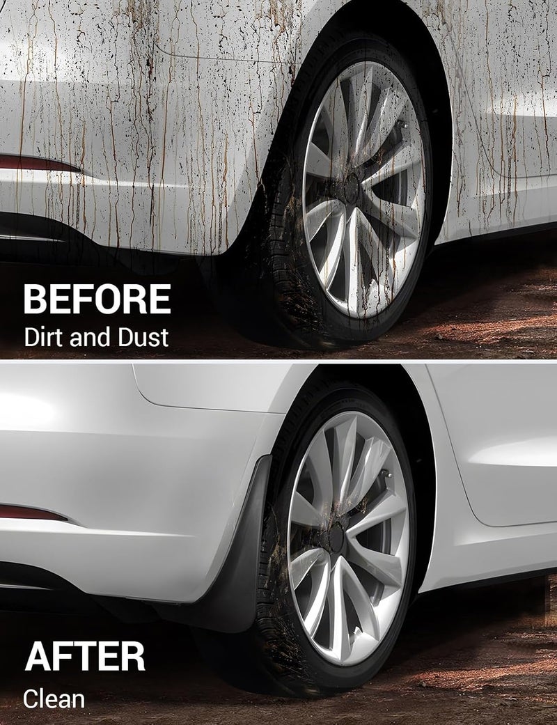 Basenor 2017-2023 Tesla Model 3 Mud Flaps Splash Guards Fenders No Drilling No Tape Mudflaps All Weather Protector Mudguards for Model 3 Exterior Accessories (Set of 4) - Image 3