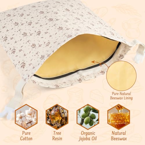 Lemoobolsa 2-Pack Reusable Beeswax Bread Bags for Sourdough & HomemadeBread with Zipper, 16.5 x 13 inch bread bags for Food Storage - Image 4