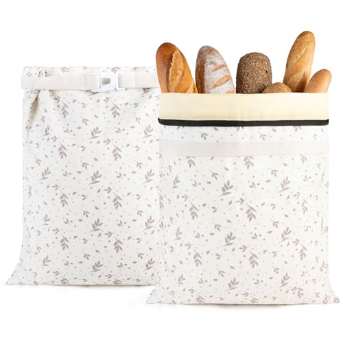 Lemoobolsa 2-Pack Reusable Beeswax Bread Bags for Sourdough & HomemadeBread with Zipper, 16.5 x 13 inch bread bags for Food Storage - Image 1