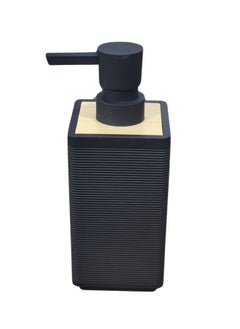 Happy Home Woven Square Soap Dispenser with Bamboo Touch, 280ml, Perfect for Kitchen and Bathroom, Countertop Soap Dispenser 16cm-Black  - Image 1