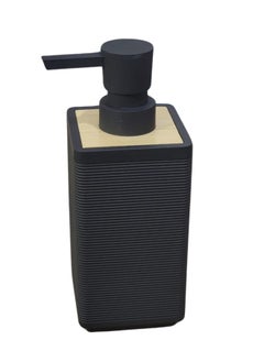 Happy Home Woven Square Soap Dispenser with Bamboo Touch, 280ml, Perfect for Kitchen and Bathroom, Countertop Soap Dispenser 16cm-Black  - Image 2