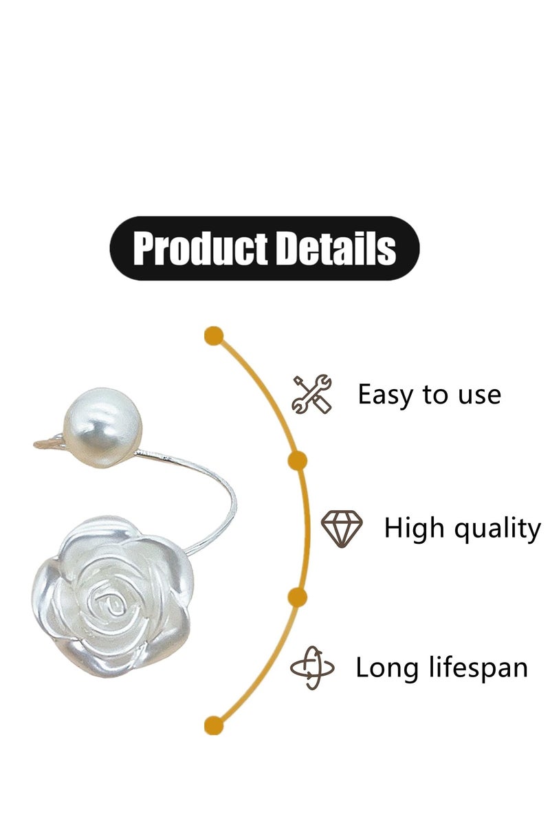 10 Pcs Napkin Rings,White Rose Pearl Dining Table Napkin Ring Holder,Vintage Paper Towel Rings for Valentine's Day Wedding Banquet Home Table Decorations  - Image 3