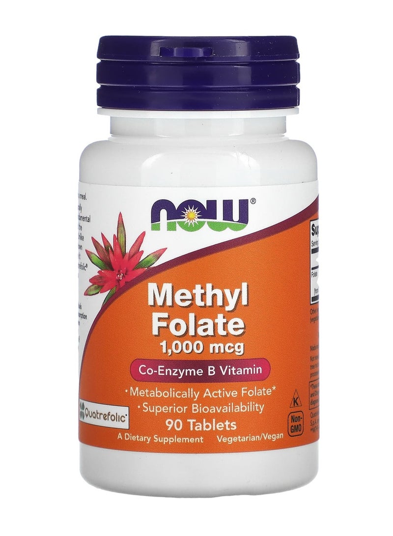 ناو ميثيل فولات ١٠٠٠ ميكروغرام، ٩٠ قرصًا | الشكل النشط من فيتامين ب٩ لصحة الخلايا والطاقة ودعم الدماغ | امتصاص مُحسَّن من كواتريفوليك®