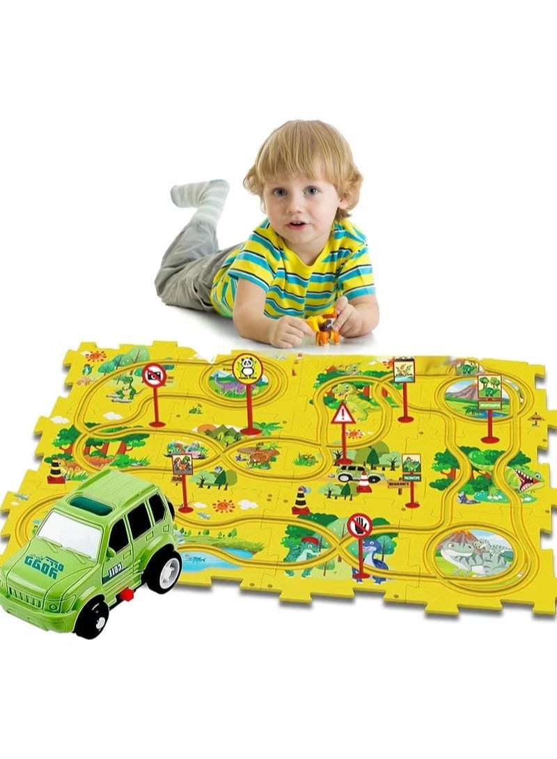 25 PCS Puzzles for Kids Ages 3 to 5 Number Blocks Set Magic Tracks Toddler Puzzle car Tracks Toys for 3 4 5 6 Year Old Boys Girls Montessori Toys for Kids Dinosaurs - Image 1