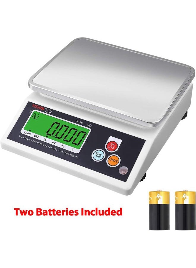 VisionTechShop VK-2D Digital Kitchen Scale, Lb/Oz/Kg/g Switchable, Stainless Steel Plate Food Scale, Large LCD Display with Backlight, 12lb Capacity, 0.002lb Readability - Image 5
