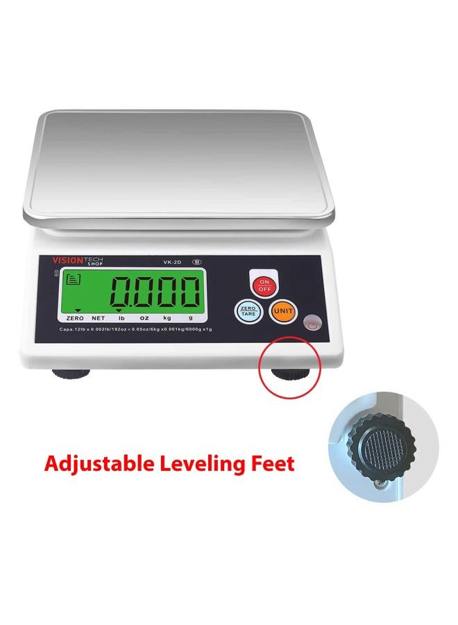 VisionTechShop VK-2D Digital Kitchen Scale, Lb/Oz/Kg/g Switchable, Stainless Steel Plate Food Scale, Large LCD Display with Backlight, 12lb Capacity, 0.002lb Readability - Image 4