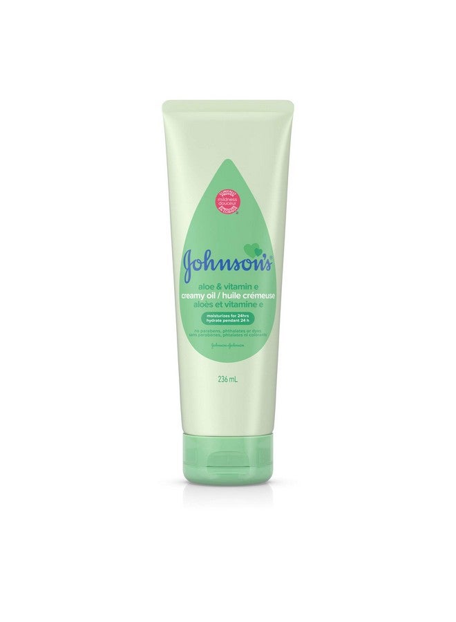 Johnson's Baby Creamy Oil With Aloe & Vitamin E For Delicate Skin, Non-Greasy Moisturizing Baby Body Lotion For Soft Skin, Hypoallergenic & Free Of Parabens, Phthalates, & Dyes, 8 Fl. Oz - Image 1