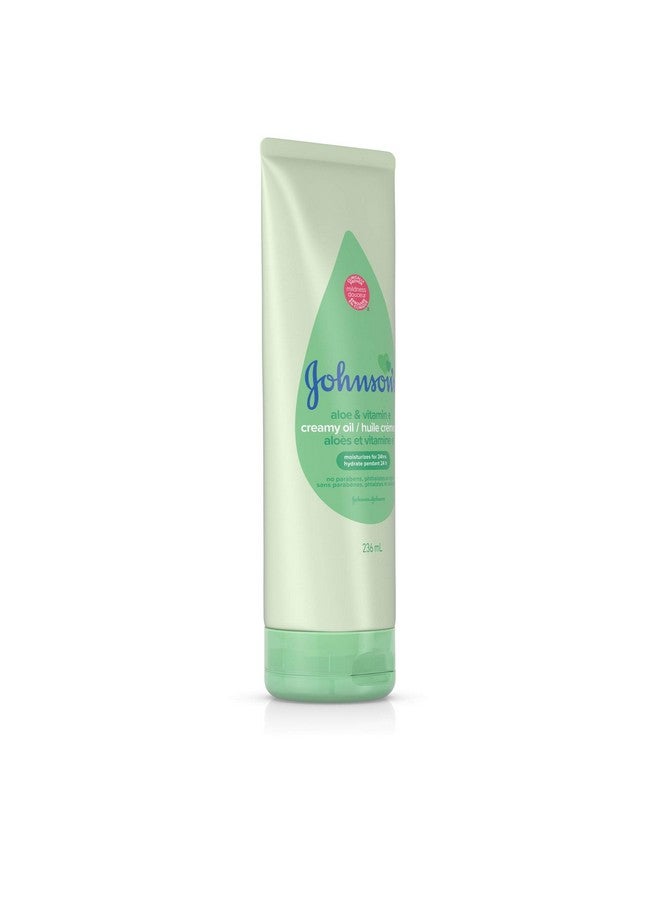 Johnson's Baby Creamy Oil With Aloe & Vitamin E For Delicate Skin, Non-Greasy Moisturizing Baby Body Lotion For Soft Skin, Hypoallergenic & Free Of Parabens, Phthalates, & Dyes, 8 Fl. Oz - Image 2