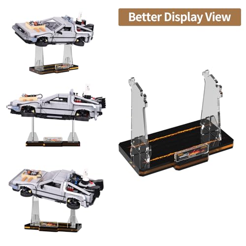 NAOCARD Acrylic Display Stand for (Back to The Future Time Machine Lego 10300) Car Building Block Model, Customised Collection Clear Display Riser Holder - Image 3