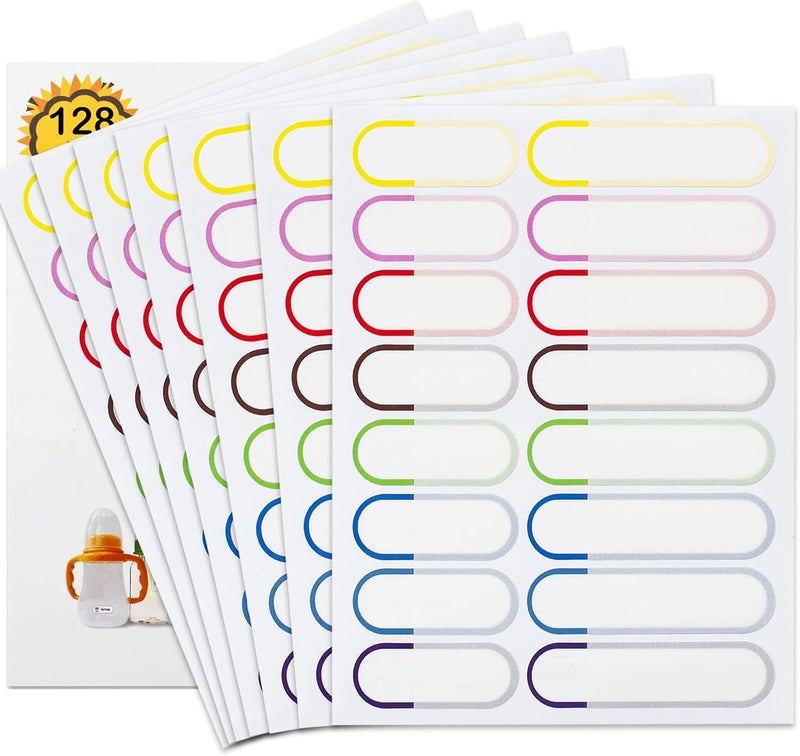 Coowayze Baby Bottle Labels for Daycare 128 PCS Waterproof Name Labels for Kids Stuff School Supplies Self Laminating Dishwasher Safe Name Stickers for Sippy Cup Plastic Water Bottle Day Care Essentials - Image 1