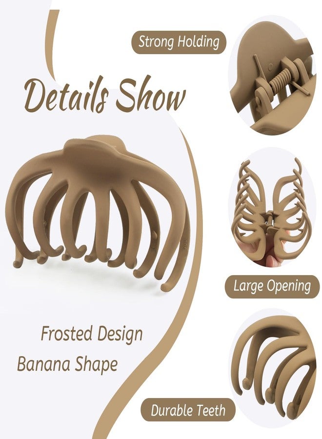 VORSET 4 Pack Large Hair Clips for Women, Jumbo Octopus Claw Clips for Thick Thin Curly Hair, Strong Hold Non-slip Matte Clamps, Neutral Colors for Everyday Styling - Image 3