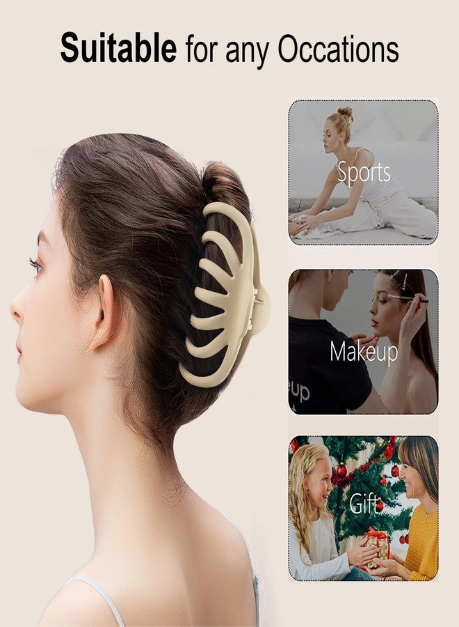 VORSET 4 Pack Large Hair Clips for Women, Jumbo Octopus Claw Clips for Thick Thin Curly Hair, Strong Hold Non-slip Matte Clamps, Neutral Colors for Everyday Styling - Image 2