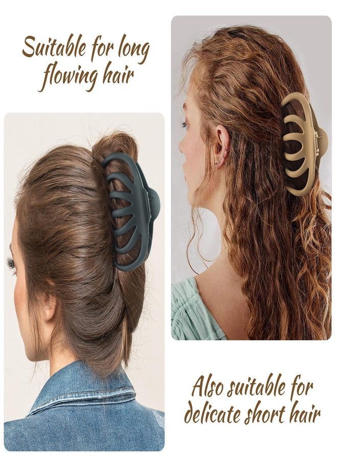 VORSET 4 Pack Large Hair Clips for Women, Jumbo Octopus Claw Clips for Thick Thin Curly Hair, Strong Hold Non-slip Matte Clamps, Neutral Colors for Everyday Styling - Image 4