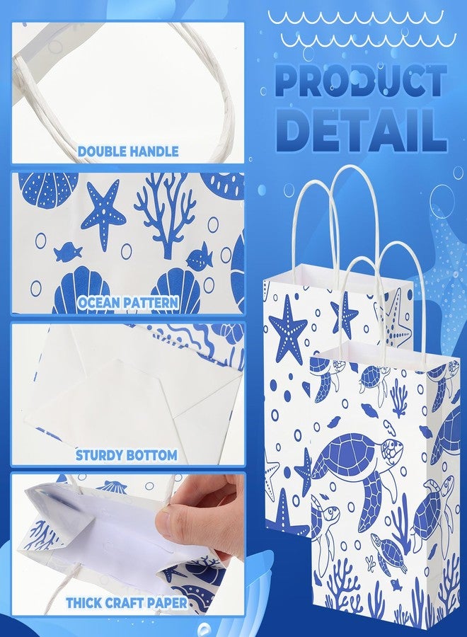 Kolldenn 48 Pcs Ocean Theme Paper Gift Bags with Handles, Under the Sea Party Favor Bags Bulk, Sea Animal Goodie Treat Storage for Summer Beach Birthday Party Supplies, 8.27 x 5.91 x 3.15 Inch - Image 3