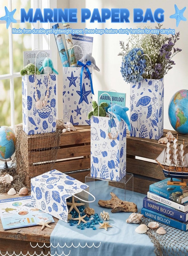 Kolldenn 48 Pcs Ocean Theme Paper Gift Bags with Handles, Under the Sea Party Favor Bags Bulk, Sea Animal Goodie Treat Storage for Summer Beach Birthday Party Supplies, 8.27 x 5.91 x 3.15 Inch - Image 5