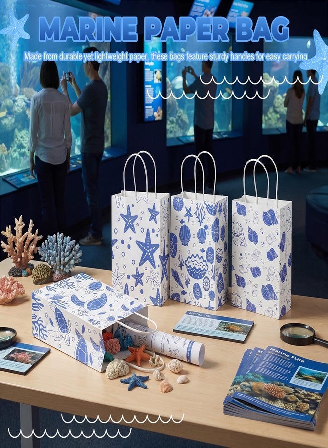 Kolldenn 48 Pcs Ocean Theme Paper Gift Bags with Handles, Under the Sea Party Favor Bags Bulk, Sea Animal Goodie Treat Storage for Summer Beach Birthday Party Supplies, 8.27 x 5.91 x 3.15 Inch - Image 4