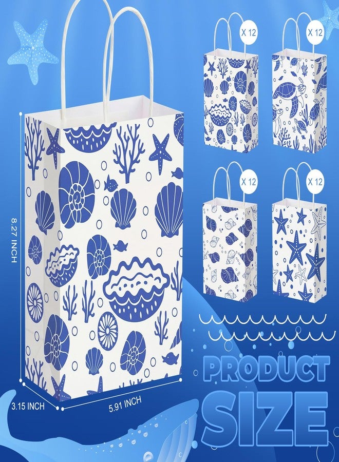 Kolldenn 48 Pcs Ocean Theme Paper Gift Bags with Handles, Under the Sea Party Favor Bags Bulk, Sea Animal Goodie Treat Storage for Summer Beach Birthday Party Supplies, 8.27 x 5.91 x 3.15 Inch - Image 2