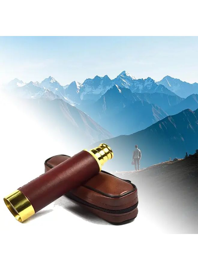 2PCS Portable Retro Folding Monocular Telescope with Soft Case for Travel Hiking Hunting - Image 2